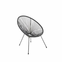 Alice's Garden - Fauteuil acapulco forme d'oeuf - Noir - Fauteuil 4 pieds design rétro. cordage
