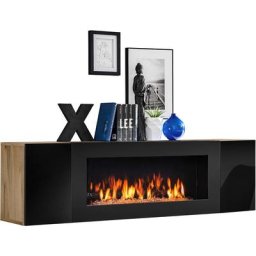 Fireplace Cabinet Wotan Mat & Noir Brillant - Wotan Mat & Noir Brillant