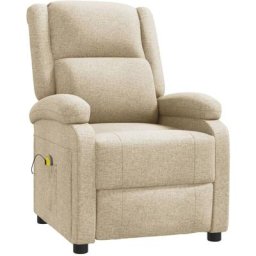 Fauteuil de massage Crème Tissu vidaXL - Crème