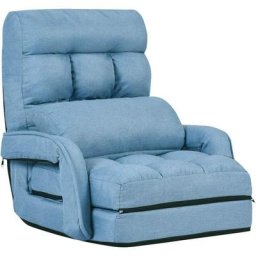 Costway - Fauteuil Convertible, Chauffeuse Convertible 1 Place en Tissu Gris avec Oreiller,5