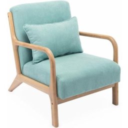 Alice's Garden - Fauteuil design en bois et tissu, 1 place droit fixe, pieds compas scandinave,