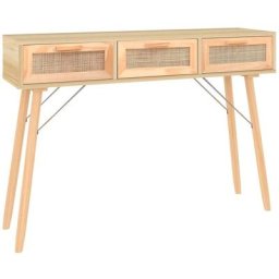 Table console Marron 105x30x75cm Bois massif pin /rotin naturel Vidaxl Marron