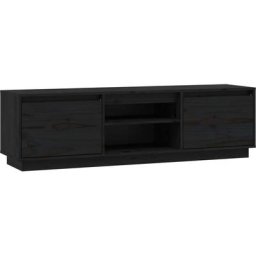 Meuble TV Noir 140x35x40 cm Bois de pin massif vidaXL - Black