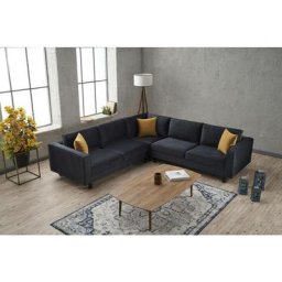 Canapé d'angle Hraya Velours Anthracite - Anthracite