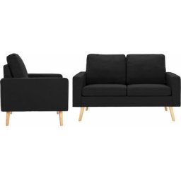 Vidaxl - Ensemble de canapés 2 pcs Tissu Noir Black