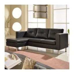 Canapé angle réversible 4 places noir - Nastan Designetsamaison Noir