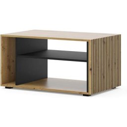 Table basse Auros avec 3 niches en bois - Beige et noir - l 88 x p 55 x h 45 cm - Livraison