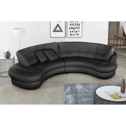 Canapé en cuir italien de luxe 5/6 places bretini noir, côté accoudoir droit - Noir accoudoir droit