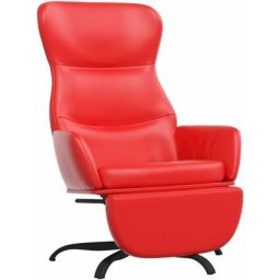 Chaise de relaxation avec repose-pied Rouge Similicuir Vidaxl Rouge