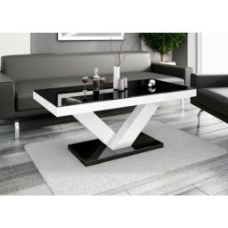 Table basse design laquée120 x 60 x 49 cm - Noir / Blanc - Noir/Blanc