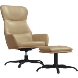 Chaise de relaxation avec tabouret Cappuccino Similicuir Vidaxl Cappuccino