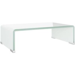 Meuble tv/ Support pour moniteur 40 x 25 x 11 cm Verre Blanc Vidaxl Blanc