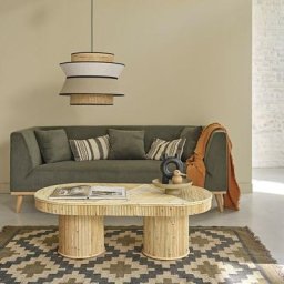 Table basse en canne de rotin ovale - Naturel