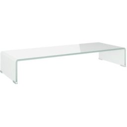Meuble tv/ Support pour moniteur 80 x 30 x 13 cm Verre Blanc Vidaxl Blanc