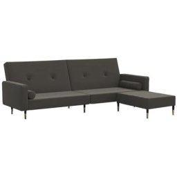 Vidaxl - Canapé-lit à 2 places avec repose-pied Gris foncé Velours Gris foncé