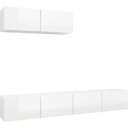 Meubles tv 3 pcs Blanc brillant Aggloméré Vidaxl High gloss white