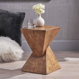 Table d'Appoint Design Bois Bout de Canapé de Salon Carré Béton Léger Guéridon Style Moderne