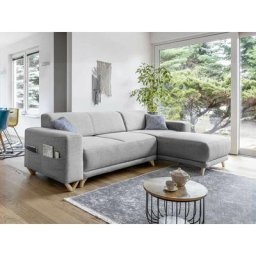 Bella - canapé d'angle réversible convertible - avec coffre - 4 places - tissu - gris - Gris
