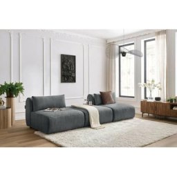 Canapé modulable Bobochic Canapé droit fixe 3 places jeanne tissu texturé Gris foncé - Gris foncé