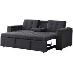 Canapé droit convertible 3 places en tissu gris foncé noho - Gris foncé