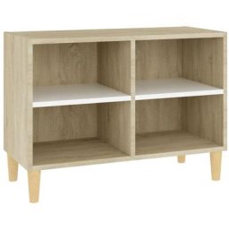 Bonnevie - Meuble tv, Étagère tv, Meuble de Salon, avec pieds en bois massif Blanc et chêne