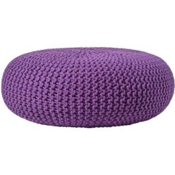 Grand Pouf rond tressé en tricot - Violet foncé - Violet Foncé - Homescapes