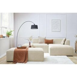 Canapé modulable Bobochic Canapé d'angle fixe modulable megeve tissu velours côtelé avec pouf Angle