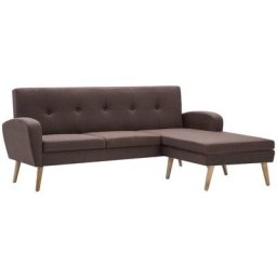 Canapé d'angle Revêtement en tissu 186x136x79 cm Marron Vidaxl Brown