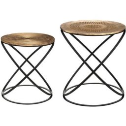 Atmosphera - Lot de 2 tables d'appoint en bois - Ethnik - Cuivre - Livraison gratuite - Cuivre