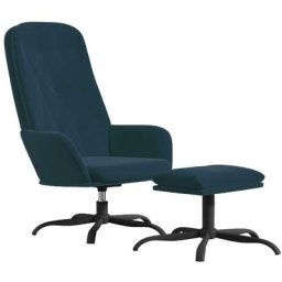 Chaise de relaxation avec repose-pied Bleu Velours Vidaxl Bleu