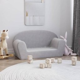 Kalisse - Canapé Relax Salon - Moderne Canapé pour enfants à 2 places Gris clair Peluche