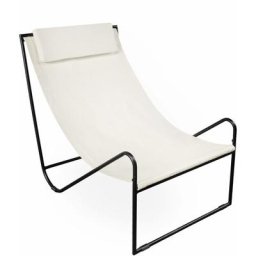 Alice's Garden - Fauteuil relax, structure en métal, assise en toile, avec repose-tête - Ecru