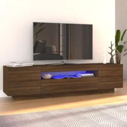 Meuble tv avec lumières led | Banc tv Armoire de rangement Chêne marron 160x35x40 cm 90376 - Brun