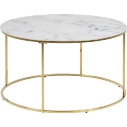 Bolt Table basse en verre marbré, blanc, structure chrome. - Blanc