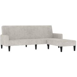Vidaxl - Canapé-lit à 2 places avec tabouret Gris clair Tissu microfibre Gris clair