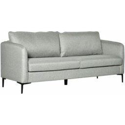 Homcom - Canapé 3 places design contemporain piètement acier noir revêtement tissu aspect lin gris