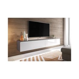 Bratex - Meuble tv Lowboard d 180 cm, meuble tv avec éclairage led, meuble tv suspendu, couleur