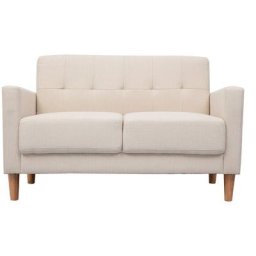 Miliboo - Canapé scandinave 2 places en tissu beige et bois clair moon - Beige
