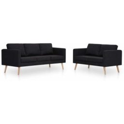 Vidaxl - Ensemble de canapé 2 pcs Tissu Noir Black