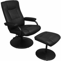 Fauteuil tv avec repose-pied Noir Similicuir Vidaxl Noir