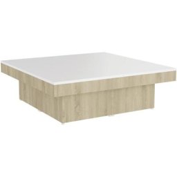 Table basse Blanc et chêne sonoma 90x90x28 cm Aggloméré vidaXL - Blanc et chêne sonoma