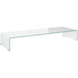 Meuble TV / pour moniteur 90 x 30 x 13 cm Verre Blanc vidaXL - Blanc