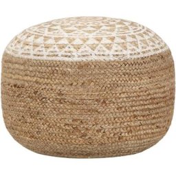Pouf fait à la main Blanc 45x30 cm Jute vidaXL - White