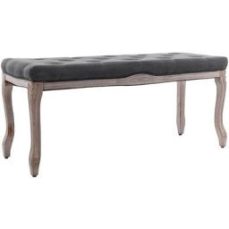 Banc Lin Bois solide 110x38x48 cm Gris foncé vidaXL - Gris foncé