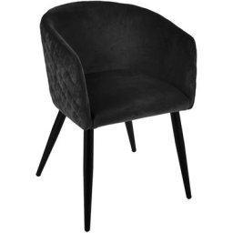 Fauteuil diner Marlo en velour noir Atmosphera créateur d'intérieur - Noir