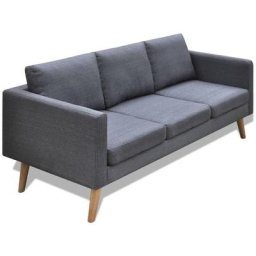 Canapé à 3 places Tissu Gris foncé Vidaxl Gris foncé