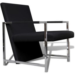 Fauteuil avec pieds chromés Noir Similicuir Vidaxl Black