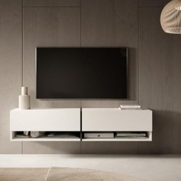 Selsey - mirrgo - Meuble tv 140 cm blanc avec insert bleu marine