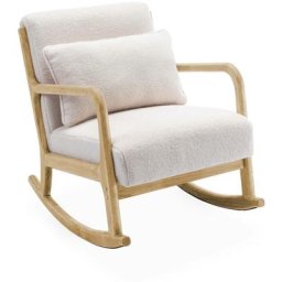 Alice's Garden - Fauteuil à bascule design en bois et tissu. bouclettes blanches. 1 place. rocking