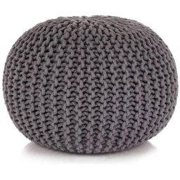 Pouf tricoté à la main Coton 50 x 35 cm Gris Vidaxl Grey